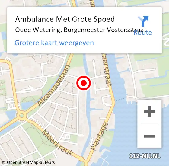 Locatie op kaart van de 112 melding: Ambulance Met Grote Spoed Naar Oude Wetering, Burgemeester Vostersstraat op 9 september 2022 20:37