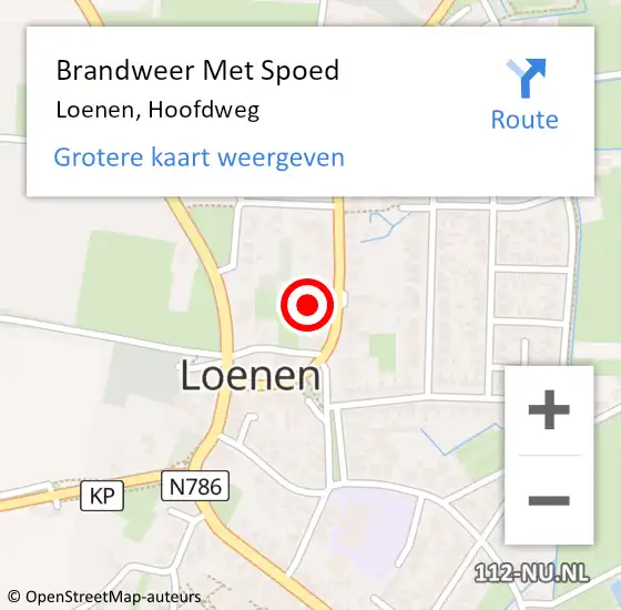 Locatie op kaart van de 112 melding: Brandweer Met Spoed Naar Loenen, Hoofdweg op 9 september 2022 21:47