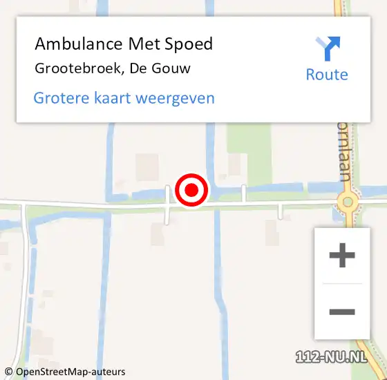 Locatie op kaart van de 112 melding: Ambulance Met Spoed Naar Grootebroek, De Gouw op 9 september 2022 21:57