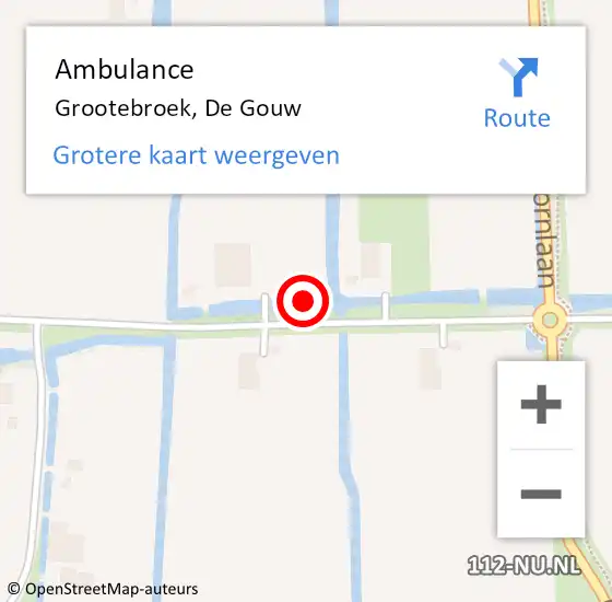 Locatie op kaart van de 112 melding: Ambulance Grootebroek, De Gouw op 9 september 2022 21:58