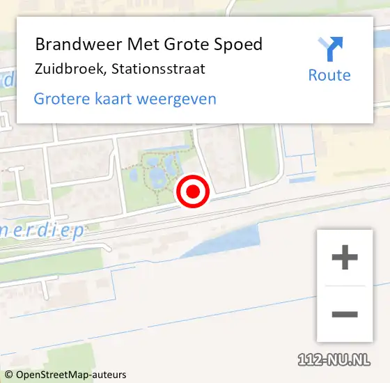 Locatie op kaart van de 112 melding: Brandweer Met Grote Spoed Naar Zuidbroek, Stationsstraat op 9 september 2022 22:10