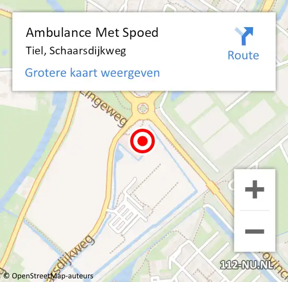Locatie op kaart van de 112 melding: Ambulance Met Spoed Naar Tiel, Schaarsdijkweg op 9 september 2022 22:55