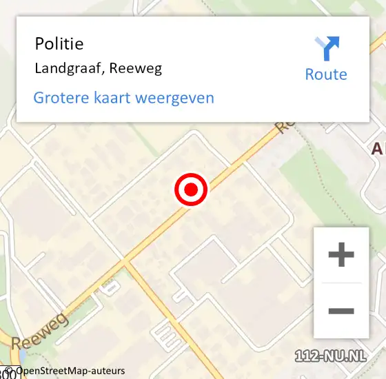 Locatie op kaart van de 112 melding: Politie Landgraaf, Reeweg op 9 september 2022 22:56