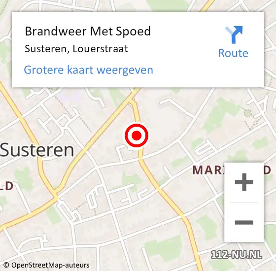 Locatie op kaart van de 112 melding: Brandweer Met Spoed Naar Susteren, Louerstraat op 9 september 2022 22:58