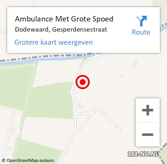 Locatie op kaart van de 112 melding: Ambulance Met Grote Spoed Naar Dodewaard, Gesperdensestraat op 9 september 2022 23:28