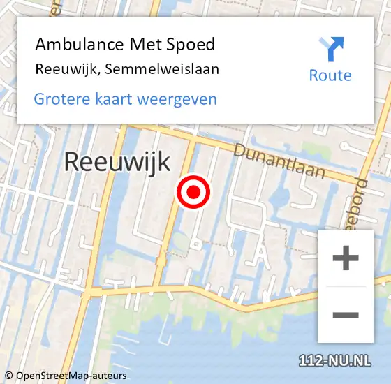 Locatie op kaart van de 112 melding: Ambulance Met Spoed Naar Reeuwijk, Semmelweislaan op 10 september 2022 00:22