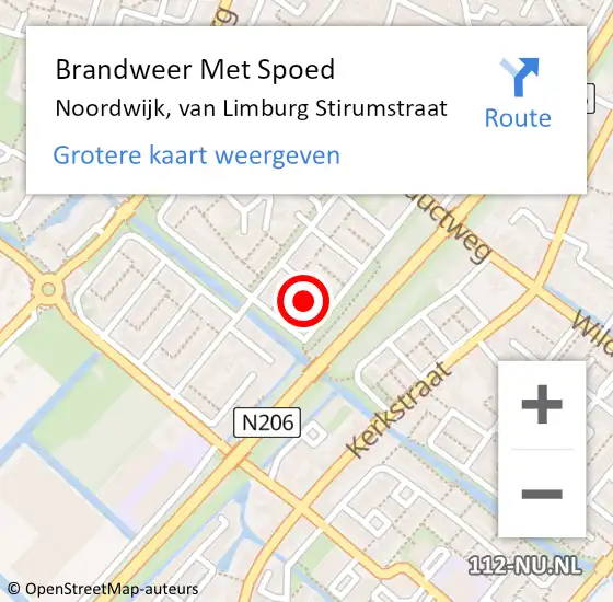 Locatie op kaart van de 112 melding: Brandweer Met Spoed Naar Noordwijk, van Limburg Stirumstraat op 10 september 2022 00:42