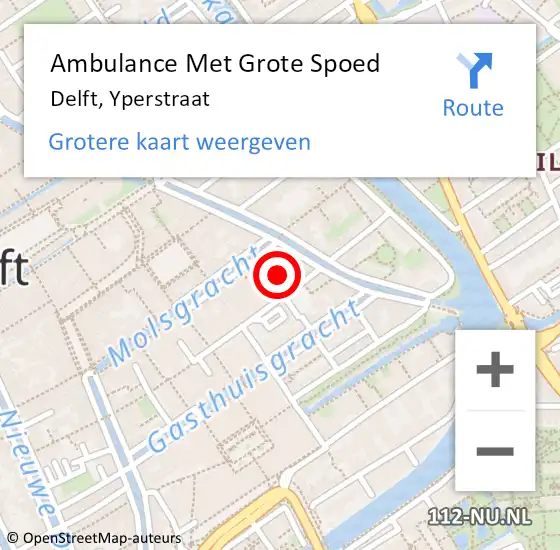 Locatie op kaart van de 112 melding: Ambulance Met Grote Spoed Naar Delft, Yperstraat op 10 september 2022 00:49