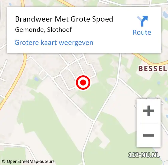 Locatie op kaart van de 112 melding: Brandweer Met Grote Spoed Naar Gemonde, Slothoef op 10 september 2022 01:05