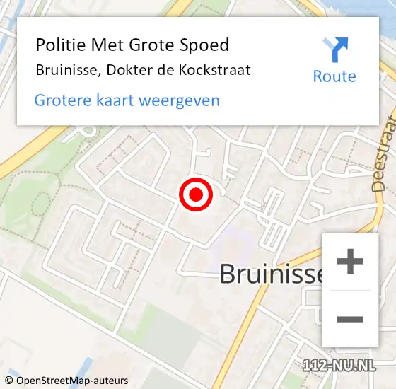 Locatie op kaart van de 112 melding: Politie Met Grote Spoed Naar Bruinisse, Dokter de Kockstraat op 10 september 2022 01:05