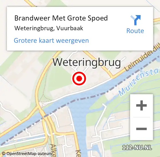 Locatie op kaart van de 112 melding: Brandweer Met Grote Spoed Naar Weteringbrug, Vuurbaak op 10 september 2022 01:19