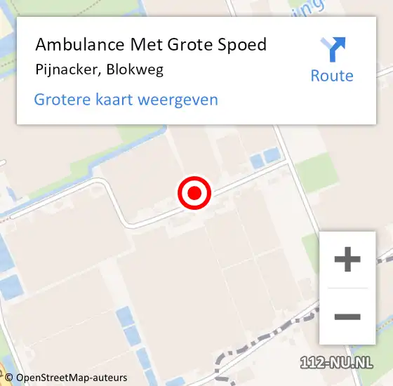 Locatie op kaart van de 112 melding: Ambulance Met Grote Spoed Naar Pijnacker, Blokweg op 10 september 2022 01:34