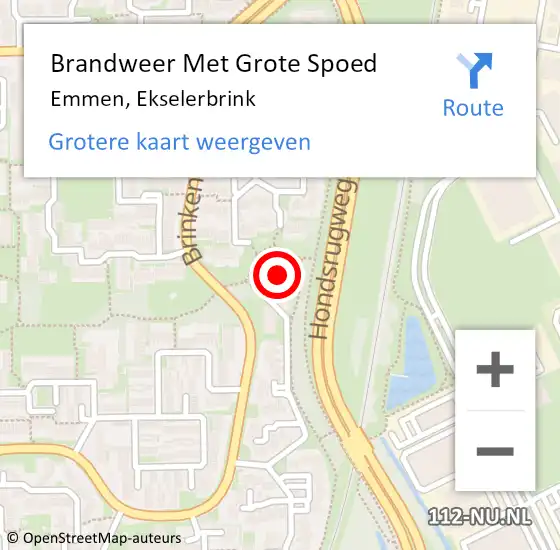 Locatie op kaart van de 112 melding: Brandweer Met Grote Spoed Naar Emmen, Ekselerbrink op 10 september 2022 03:20