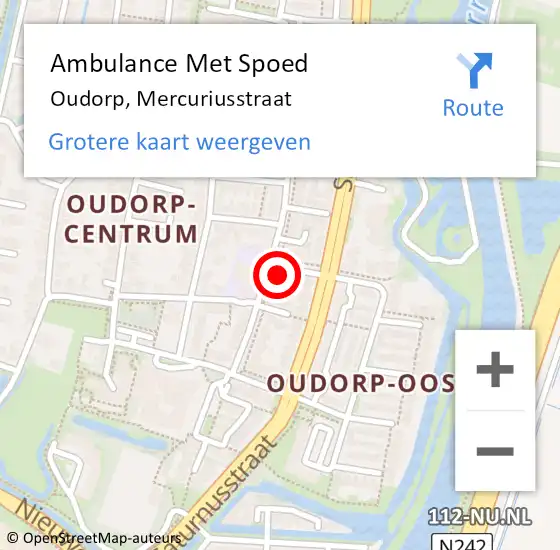 Locatie op kaart van de 112 melding: Ambulance Met Spoed Naar Oudorp, Mercuriusstraat op 10 september 2022 04:20