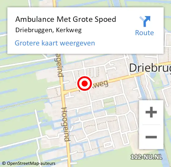 Locatie op kaart van de 112 melding: Ambulance Met Grote Spoed Naar Driebruggen, Kerkweg op 10 september 2022 05:40