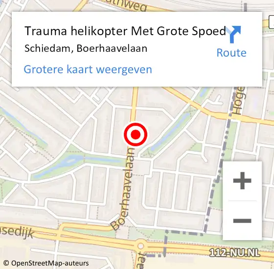 Locatie op kaart van de 112 melding: Trauma helikopter Met Grote Spoed Naar Schiedam, Boerhaavelaan op 10 september 2022 05:51