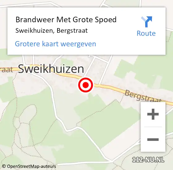 Locatie op kaart van de 112 melding: Brandweer Met Grote Spoed Naar Sweikhuizen, Bergstraat op 10 september 2022 06:13