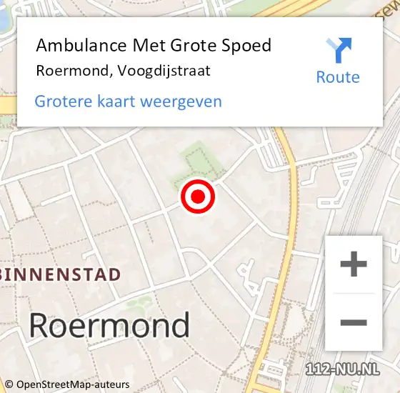 Locatie op kaart van de 112 melding: Ambulance Met Grote Spoed Naar Roermond, Voogdijstraat op 10 september 2022 08:23