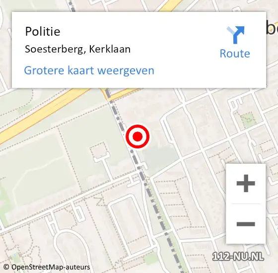 Locatie op kaart van de 112 melding: Politie Soesterberg, Kerklaan op 10 september 2022 08:23