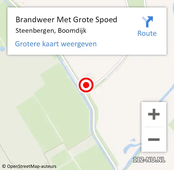 Locatie op kaart van de 112 melding: Brandweer Met Grote Spoed Naar Steenbergen, Boomdijk op 10 september 2022 08:36