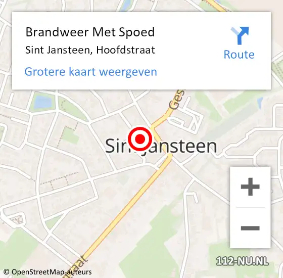 Locatie op kaart van de 112 melding: Brandweer Met Spoed Naar Sint Jansteen, Hoofdstraat op 10 september 2022 08:58