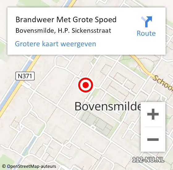 Locatie op kaart van de 112 melding: Brandweer Met Grote Spoed Naar Bovensmilde, H.P. Sickensstraat op 10 september 2022 09:09