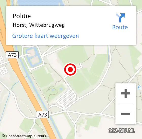 Locatie op kaart van de 112 melding: Politie Horst, Wittebrugweg op 10 september 2022 09:13