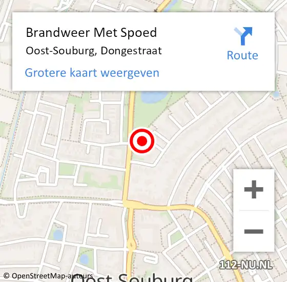 Locatie op kaart van de 112 melding: Brandweer Met Spoed Naar Oost-Souburg, Dongestraat op 10 september 2022 09:47