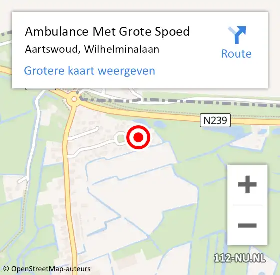 Locatie op kaart van de 112 melding: Ambulance Met Grote Spoed Naar Aartswoud, Wilhelminalaan op 10 september 2022 09:48