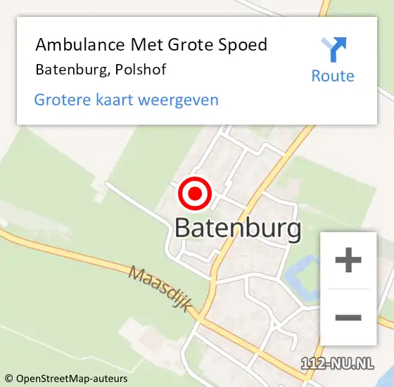 Locatie op kaart van de 112 melding: Ambulance Met Grote Spoed Naar Batenburg, Polshof op 10 september 2022 10:04