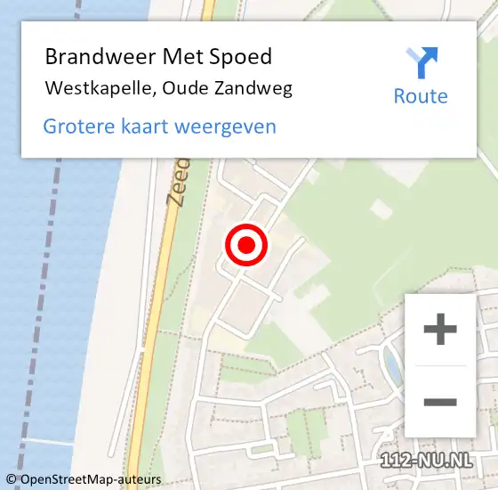 Locatie op kaart van de 112 melding: Brandweer Met Spoed Naar Westkapelle, Oude Zandweg op 10 september 2022 10:06