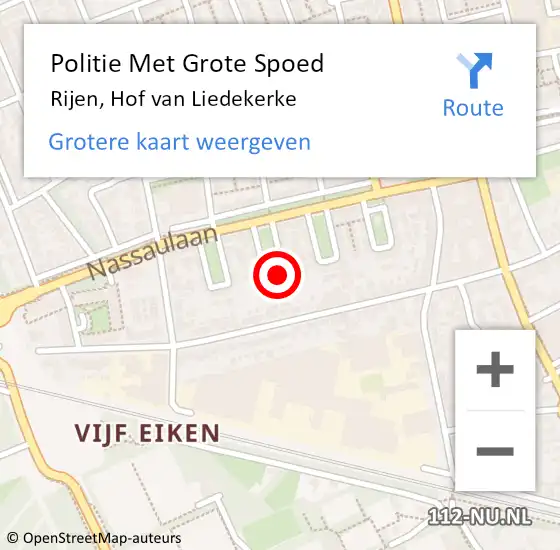 Locatie op kaart van de 112 melding: Politie Met Grote Spoed Naar Rijen, Hof van Liedekerke op 10 september 2022 10:44