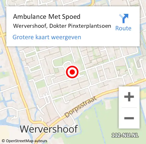 Locatie op kaart van de 112 melding: Ambulance Met Spoed Naar Wervershoof, Dokter Pinxterplantsoen op 10 september 2022 10:49
