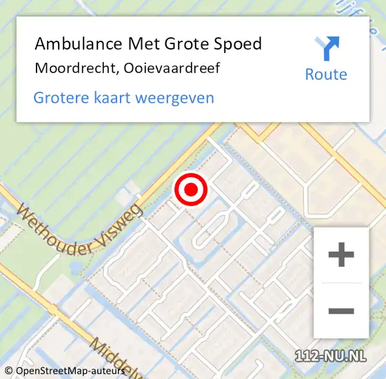 Locatie op kaart van de 112 melding: Ambulance Met Grote Spoed Naar Moordrecht, Ooievaardreef op 10 september 2022 11:04