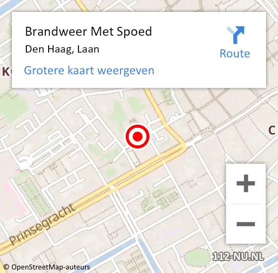 Locatie op kaart van de 112 melding: Brandweer Met Spoed Naar Den Haag, Laan op 10 september 2022 11:09