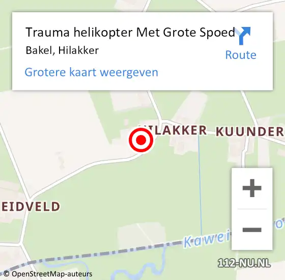 Locatie op kaart van de 112 melding: Trauma helikopter Met Grote Spoed Naar Bakel, Hilakker op 10 september 2022 11:41