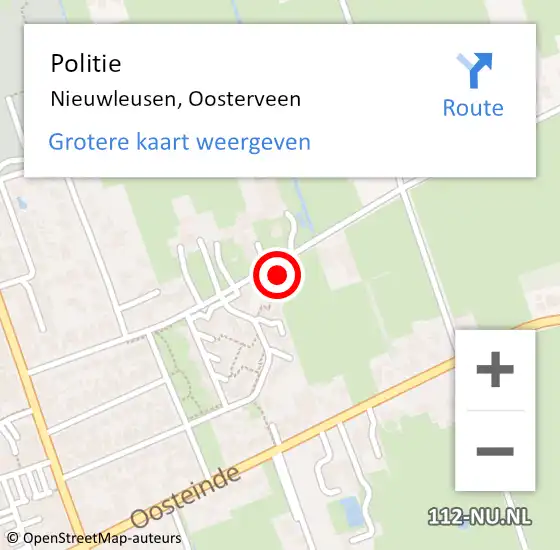 Locatie op kaart van de 112 melding: Politie Nieuwleusen, Oosterveen op 10 september 2022 11:54