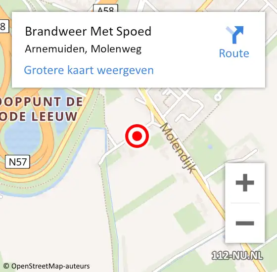 Locatie op kaart van de 112 melding: Brandweer Met Spoed Naar Arnemuiden, Molenweg op 10 september 2022 11:57