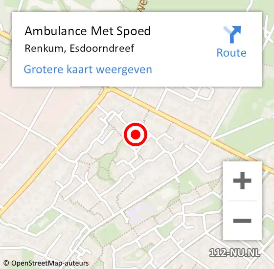 Locatie op kaart van de 112 melding: Ambulance Met Spoed Naar Renkum, Esdoorndreef op 10 september 2022 12:42