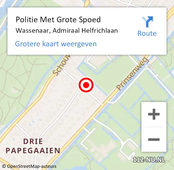 Locatie op kaart van de 112 melding: Politie Met Grote Spoed Naar Wassenaar, Admiraal Helfrichlaan op 10 september 2022 13:12