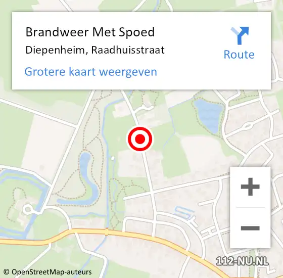 Locatie op kaart van de 112 melding: Brandweer Met Spoed Naar Diepenheim, Raadhuisstraat op 28 juli 2014 21:38