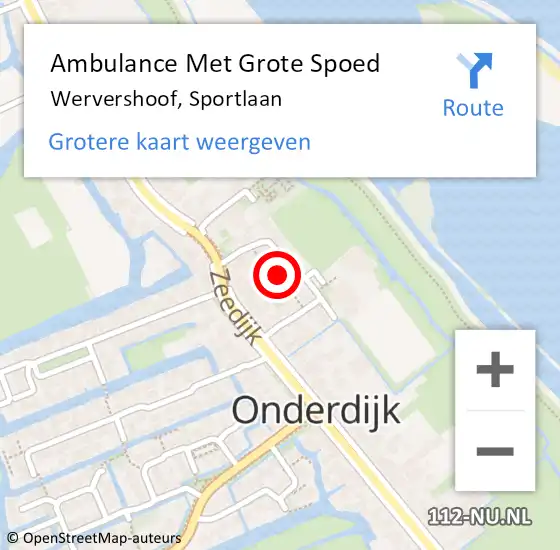 Locatie op kaart van de 112 melding: Ambulance Met Grote Spoed Naar Wervershoof, Sportlaan op 10 september 2022 13:23