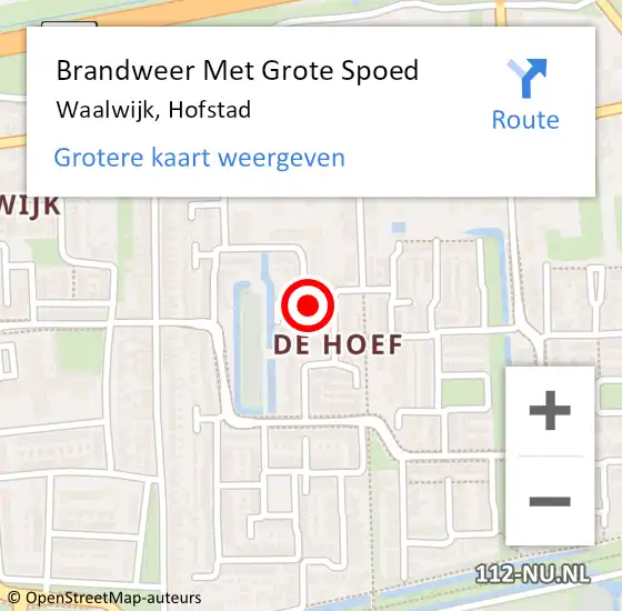 Locatie op kaart van de 112 melding: Brandweer Met Grote Spoed Naar Waalwijk, Hofstad op 10 september 2022 13:33