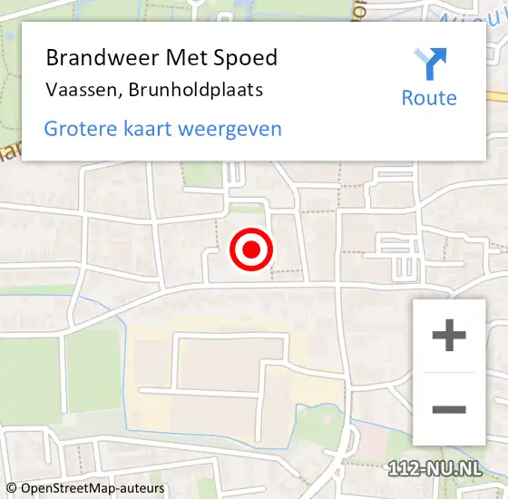 Locatie op kaart van de 112 melding: Brandweer Met Spoed Naar Vaassen, Brunholdplaats op 10 september 2022 13:34