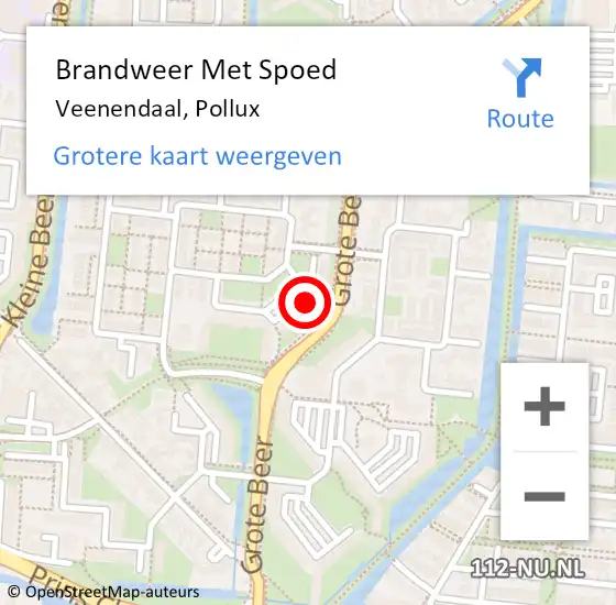 Locatie op kaart van de 112 melding: Brandweer Met Spoed Naar Veenendaal, Pollux op 10 september 2022 13:46