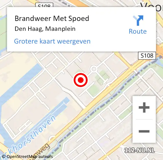 Locatie op kaart van de 112 melding: Brandweer Met Spoed Naar Den Haag, Maanplein op 10 september 2022 14:00