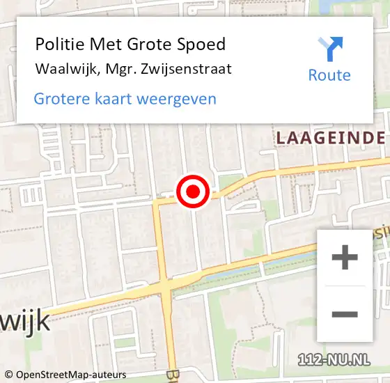 Locatie op kaart van de 112 melding: Politie Met Grote Spoed Naar Waalwijk, Mgr. Zwijsenstraat op 10 september 2022 14:10