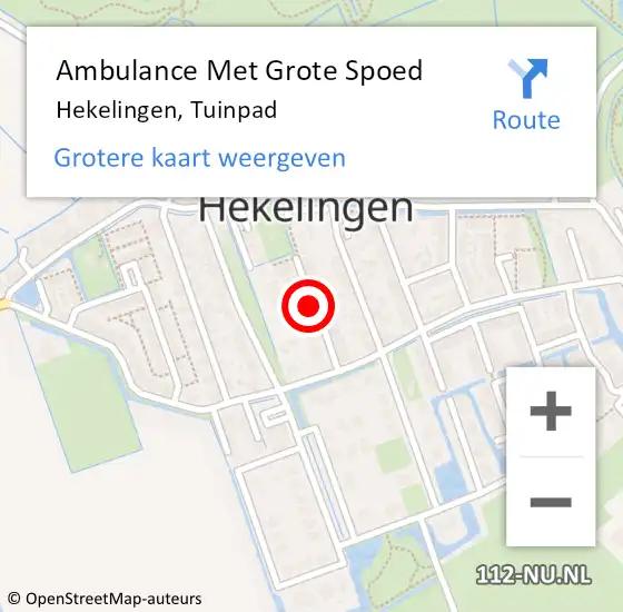 Locatie op kaart van de 112 melding: Ambulance Met Grote Spoed Naar Hekelingen, Tuinpad op 10 september 2022 14:46
