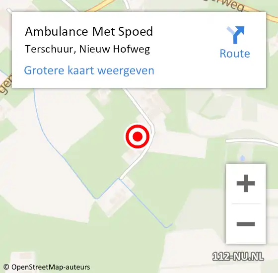 Locatie op kaart van de 112 melding: Ambulance Met Spoed Naar Terschuur, Nieuw Hofweg op 10 september 2022 15:02