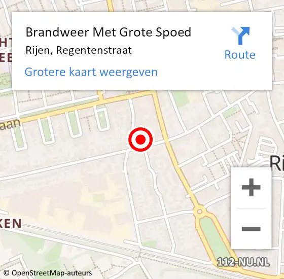 Locatie op kaart van de 112 melding: Brandweer Met Grote Spoed Naar Rijen, Regentenstraat op 10 september 2022 15:03